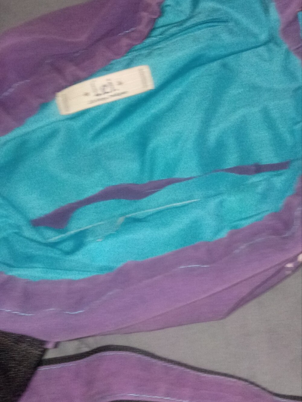 lei Purple Floral Shoulder Tote with Teal Drawstrings - Picture 2 of 3
